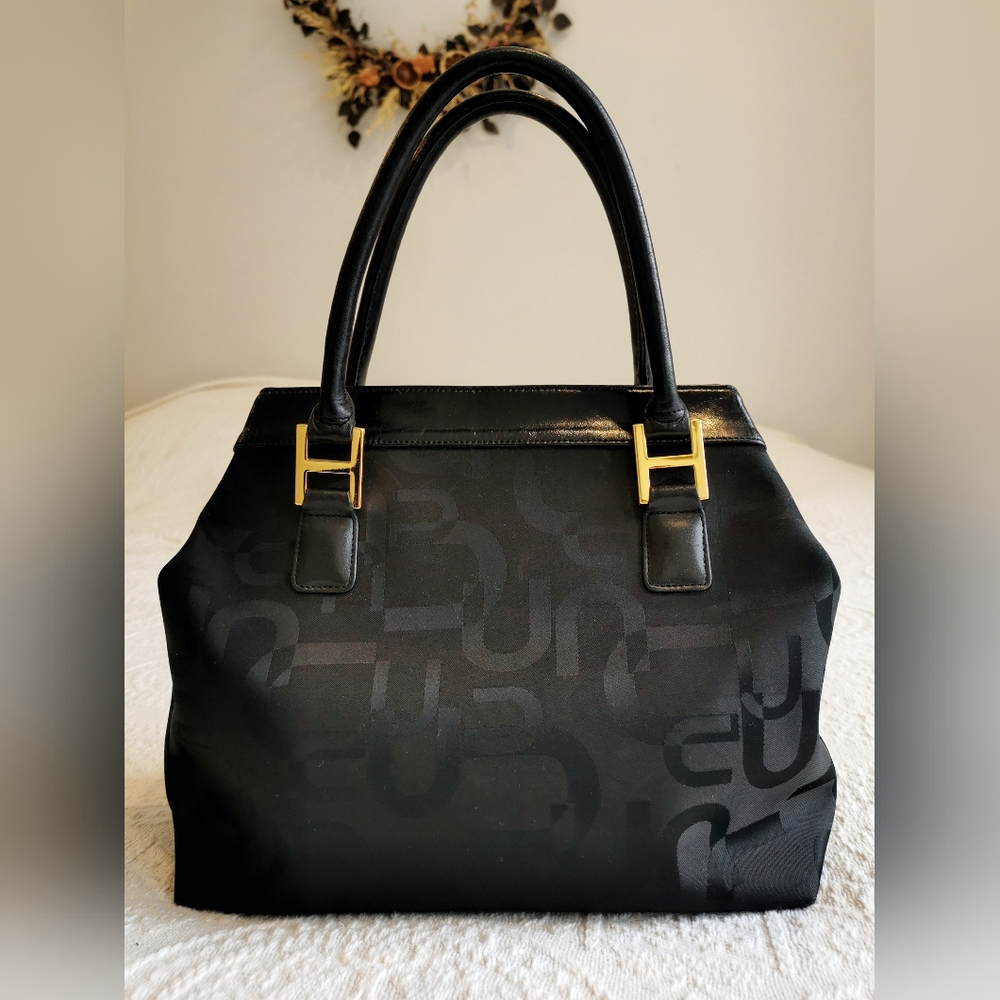 Vintage 1990s Browns Couture leather and canvas purse, luxury handbag